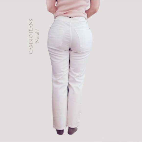 CAMBIO Premium Straight "NORAH" White Flexible Midrise Jeans - Picture 1 of 16
